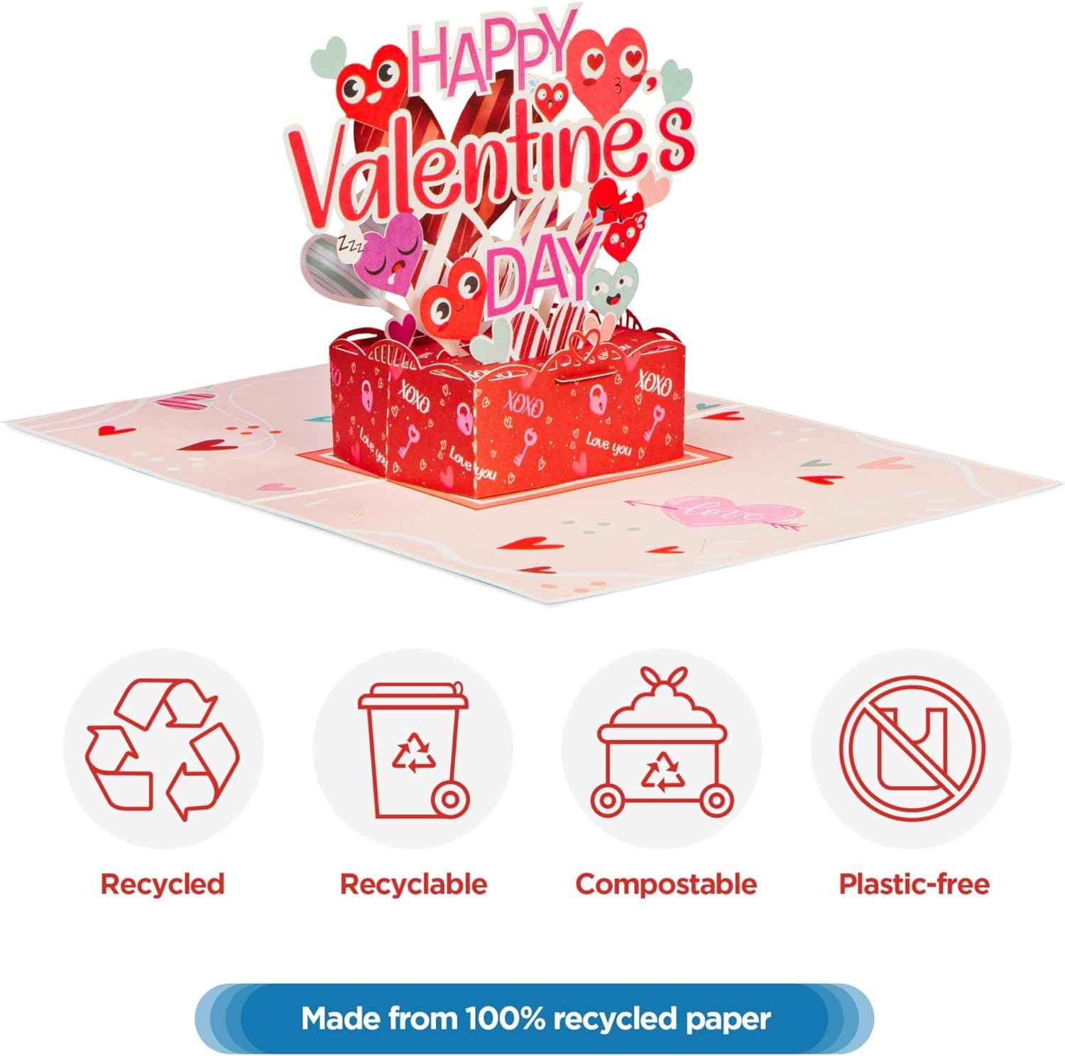 🎴 Happy Valentines Day Pop Up Card - 5" x 7"