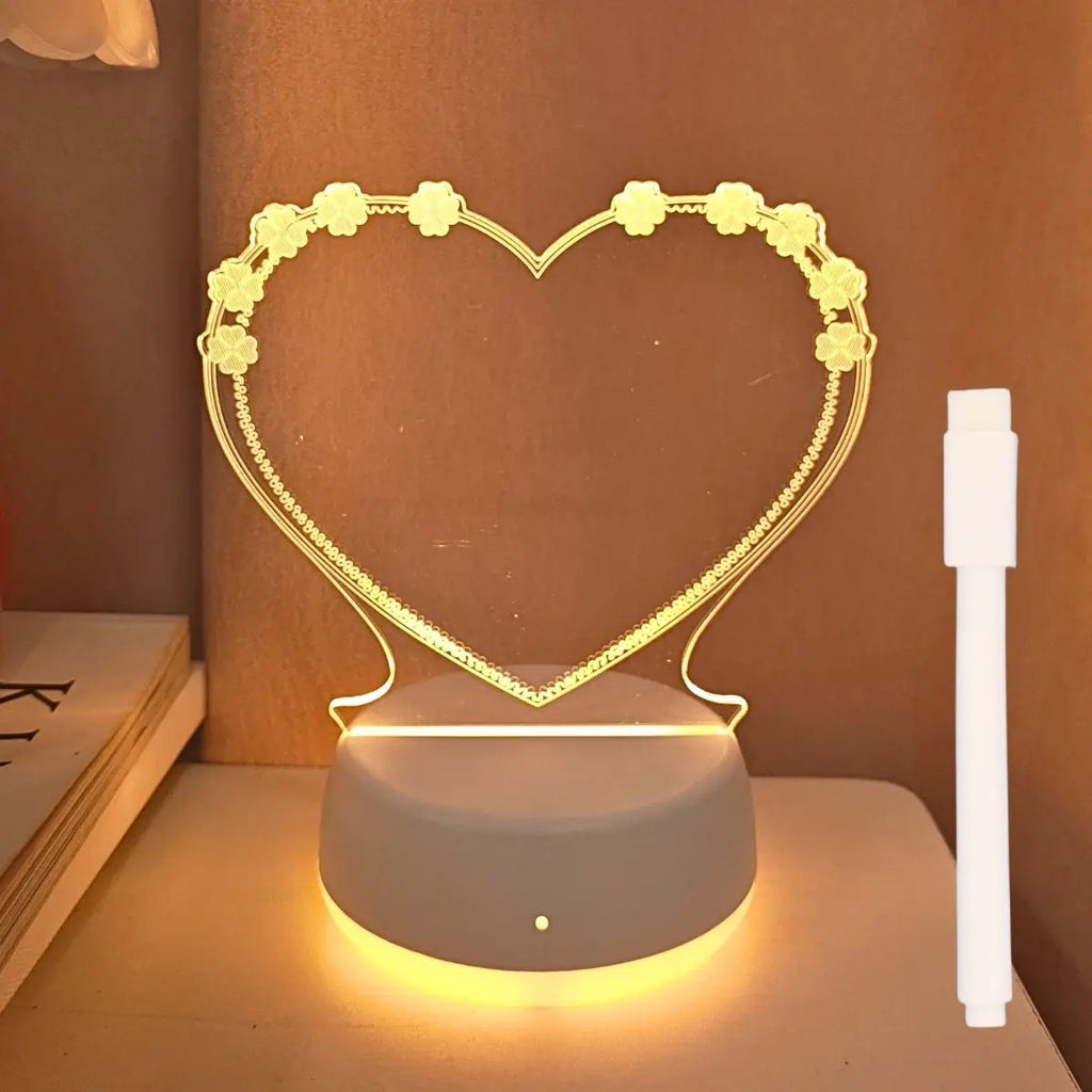 🤍 Heart LED Night Light with Message Board