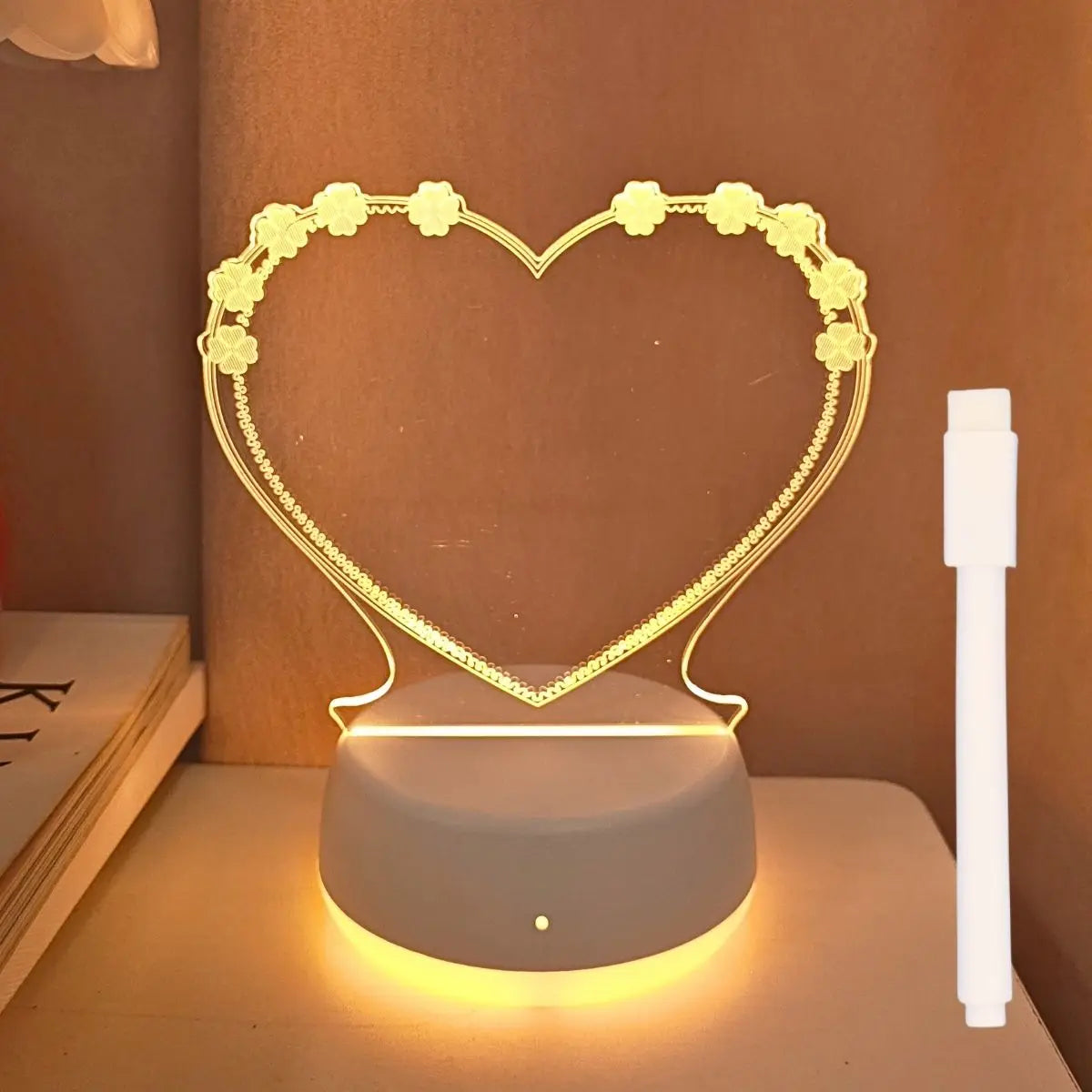 🤍 Heart LED Night Light with Message Board
