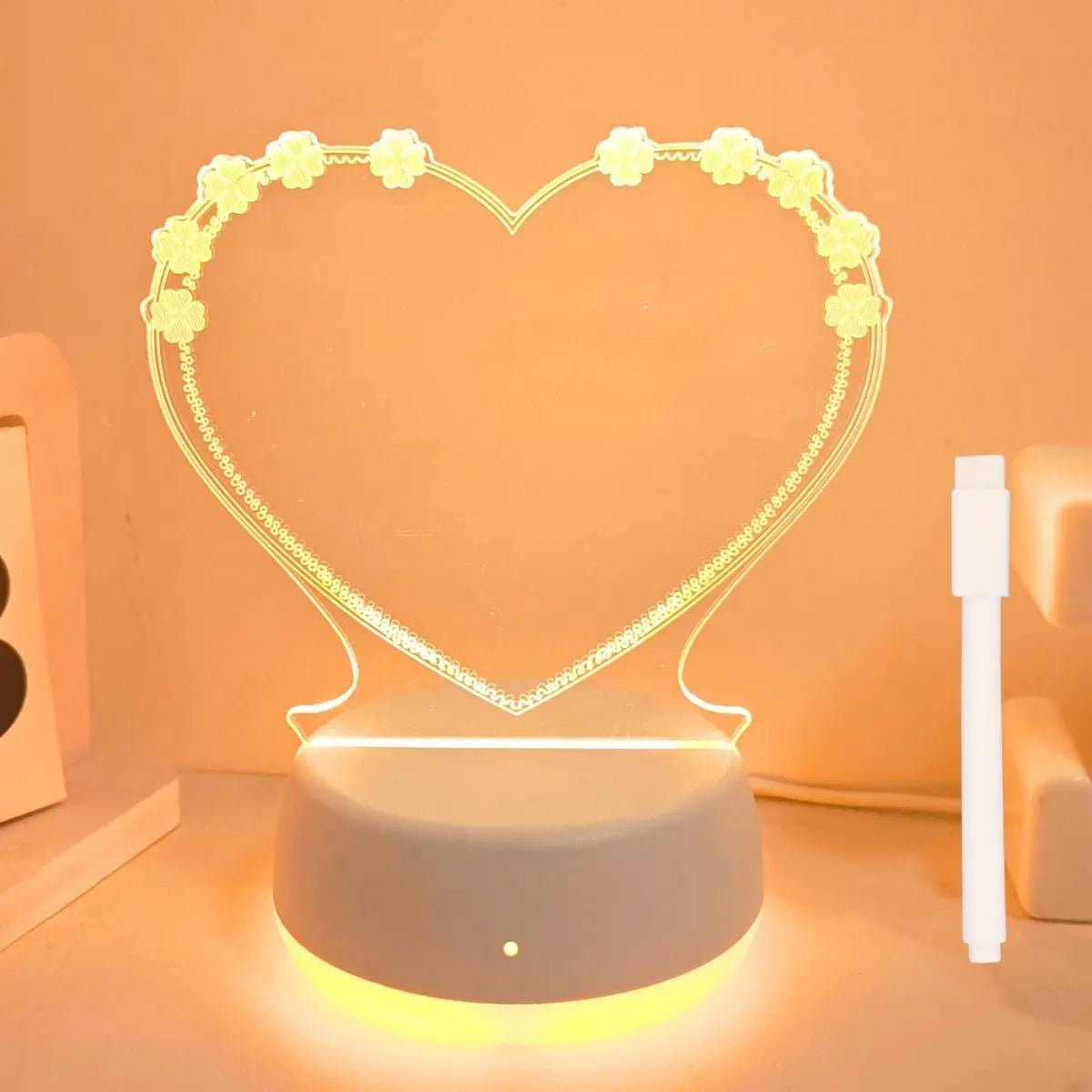 🤍 Heart LED Night Light with Message Board