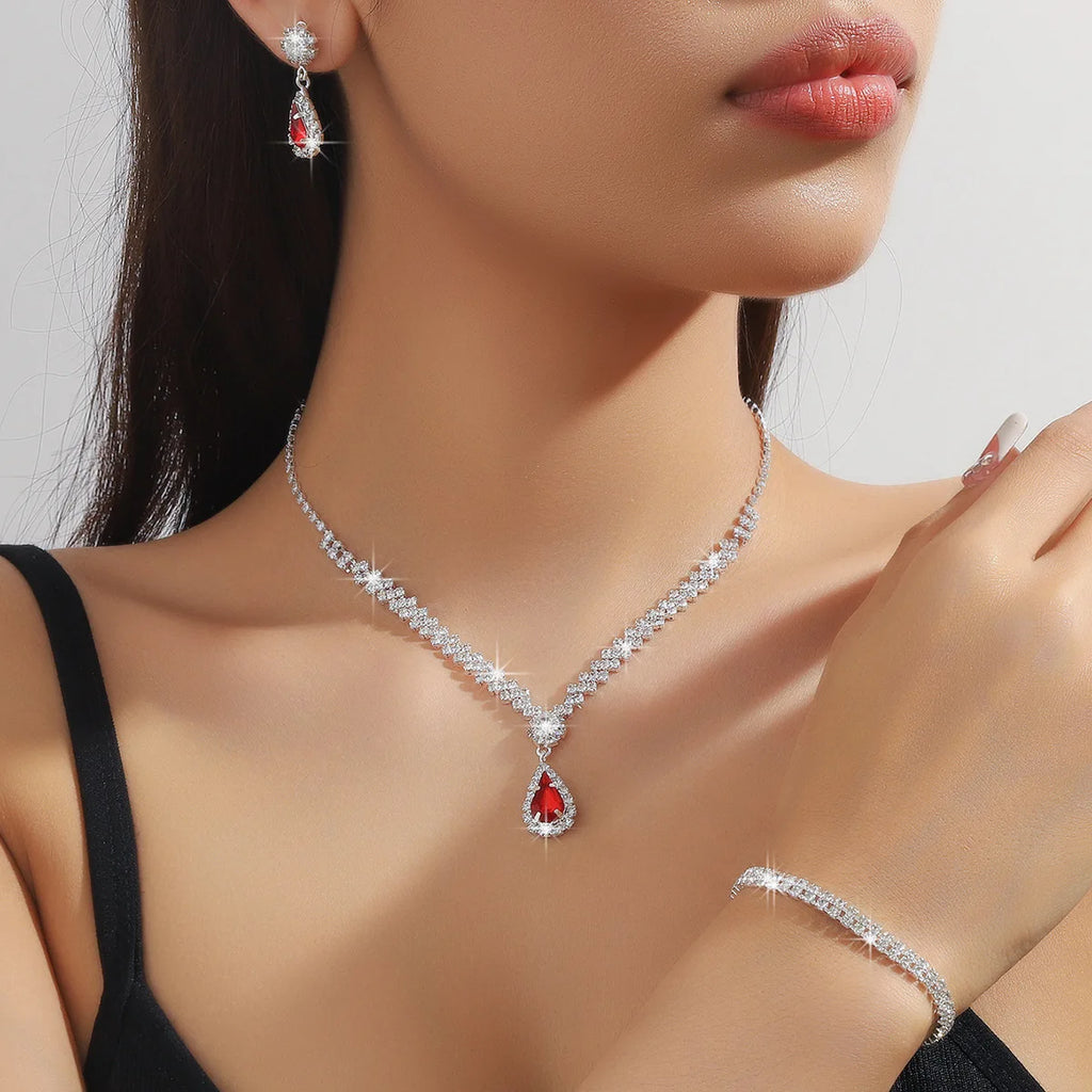 💎 Jewelry Set for Women, Earrings, Necklace, Bracelet; Three-Piece Jewelry Set